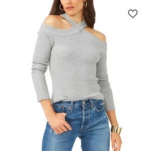 1 State Grey Cold Shoulder Sweater, Size Small. Only worn twice!